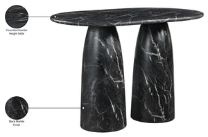 Meridian Furniture Cosenza Art Deco Concrete Counter Height Table with Marble Finish for Indoor Outdoor Dining Black 787Black-T60