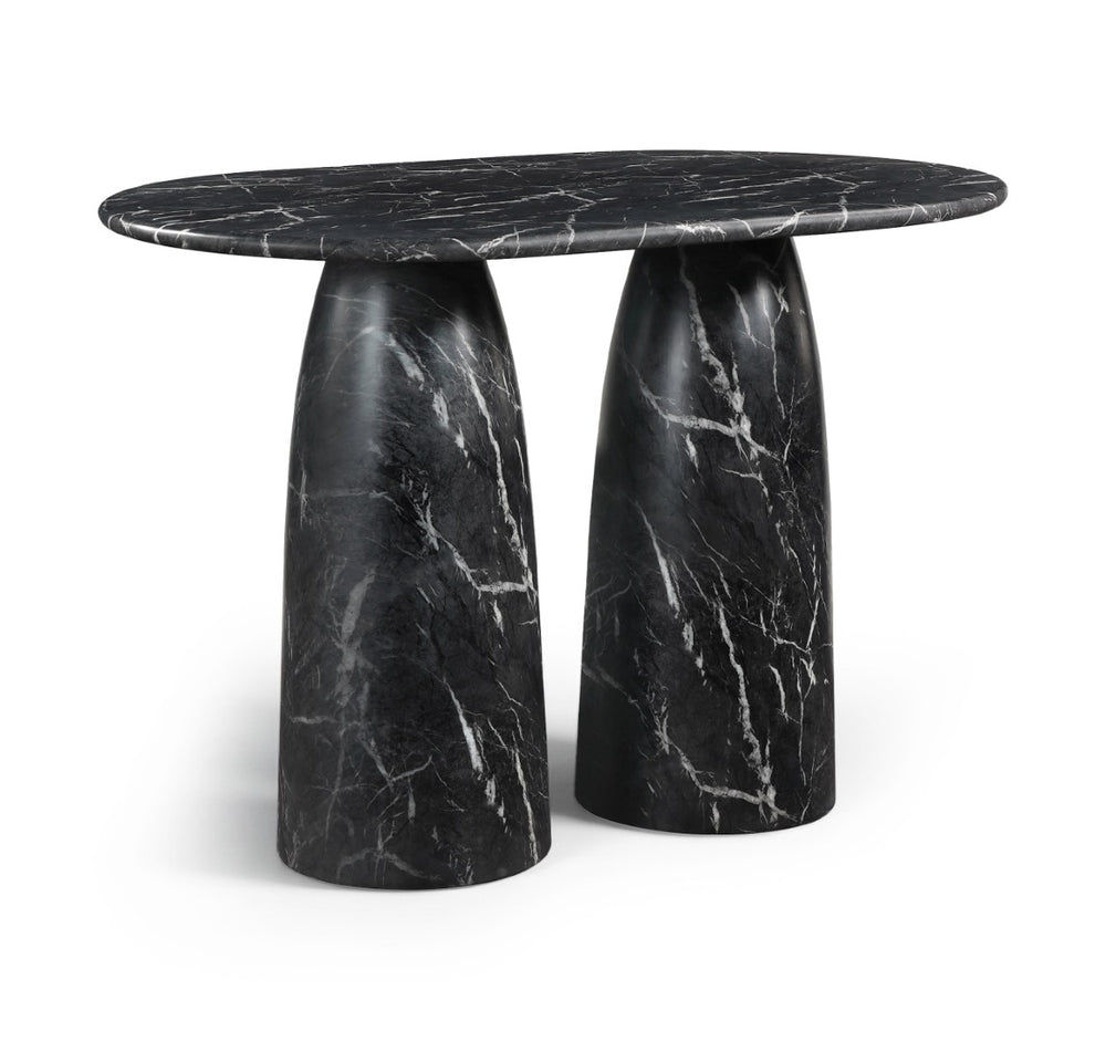 Meridian Furniture Cosenza Art Deco Concrete Counter Height Table with Marble Finish for Indoor Outdoor Dining Black 787Black-T60
