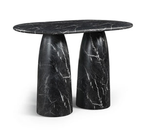 Meridian Furniture Cosenza Art Deco Concrete Counter Height Table with Marble Finish for Indoor Outdoor Dining Black 787Black-T60