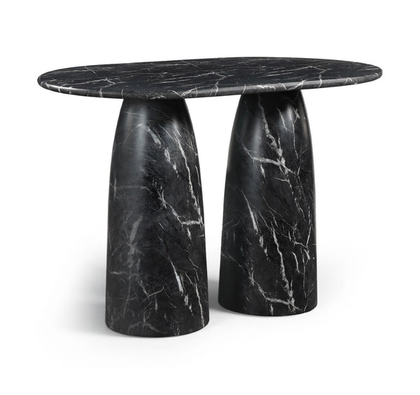 Meridian Furniture Cosenza Art Deco Concrete Counter Height Table with Marble Finish for Indoor Outdoor Dining Black 787Black-T60