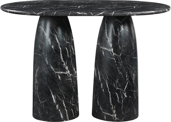 Meridian Furniture Cosenza Art Deco Concrete Counter Height Table with Marble Finish for Indoor Outdoor Dining Black 787Black-T60