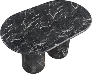 Meridian Furniture Cosenza Art Deco Concrete Counter Height Table with Marble Finish for Indoor Outdoor Dining Black 787Black-T60