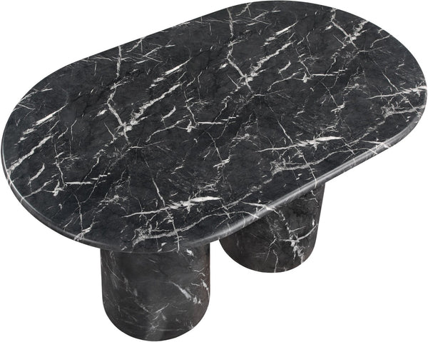 Meridian Furniture Cosenza Art Deco Concrete Counter Height Table with Marble Finish for Indoor Outdoor Dining Black 787Black-T60