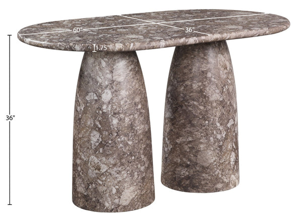 Meridian Furniture Cosenza Art Deco Concrete Counter Height Table with Marble Finish for Indoor Outdoor Dining Brown 787Brown-T60