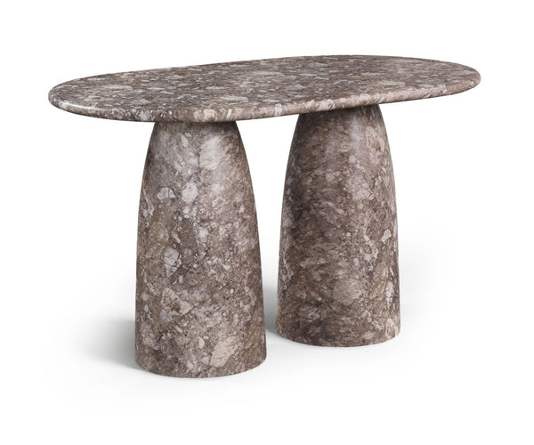 Meridian Furniture Cosenza Art Deco Concrete Counter Height Table with Marble Finish for Indoor Outdoor Dining Brown 787Brown-T60