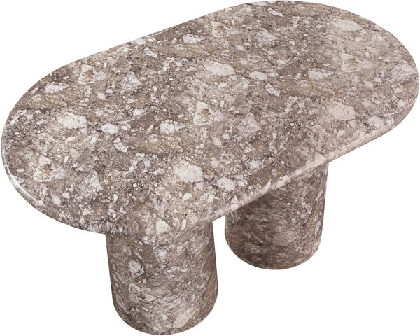 Meridian Furniture Cosenza Art Deco Concrete Counter Height Table with Marble Finish for Indoor Outdoor Dining Brown 787Brown-T60
