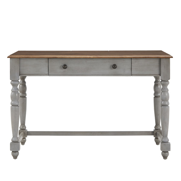 Vance Solid Rubberwood Writing Desk with Drawer Usb Port and Turned Legs Home Office