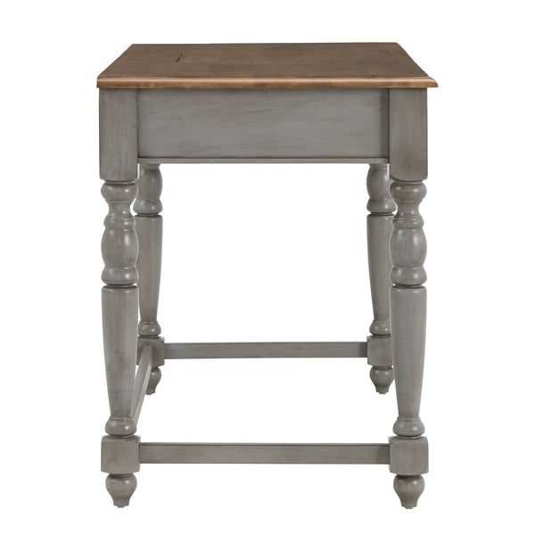 Vance Solid Rubberwood Writing Desk with Drawer Usb Port and Turned Legs Home Office