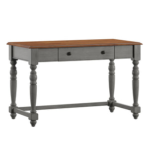 Vance Solid Rubberwood Writing Desk with Drawer Usb Port and Turned Legs Home Office