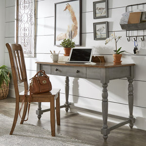 Vance Solid Rubberwood Writing Desk with Drawer Usb Port and Turned Legs Home Office