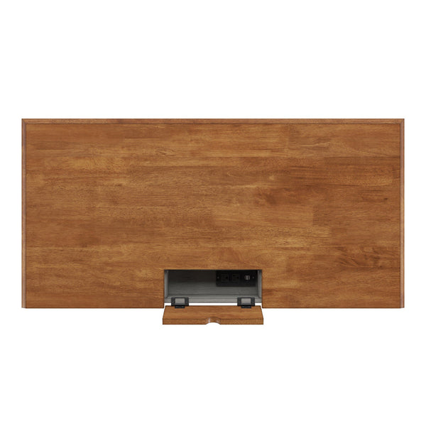 Vance Solid Rubberwood Writing Desk with Drawer Usb Port and Turned Legs Home Office