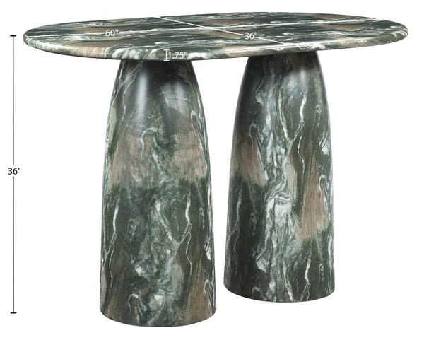 Meridian Furniture Cosenza Art Deco Concrete Counter Height Table with Marble Finish for Indoor Outdoor Dining Green 787Green-T60