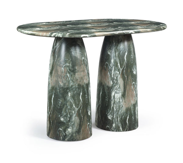Meridian Furniture Cosenza Art Deco Concrete Counter Height Table with Marble Finish for Indoor Outdoor Dining Green 787Green-T60