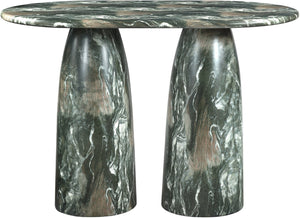 Meridian Furniture Cosenza Art Deco Concrete Counter Height Table with Marble Finish for Indoor Outdoor Dining Green 787Green-T60