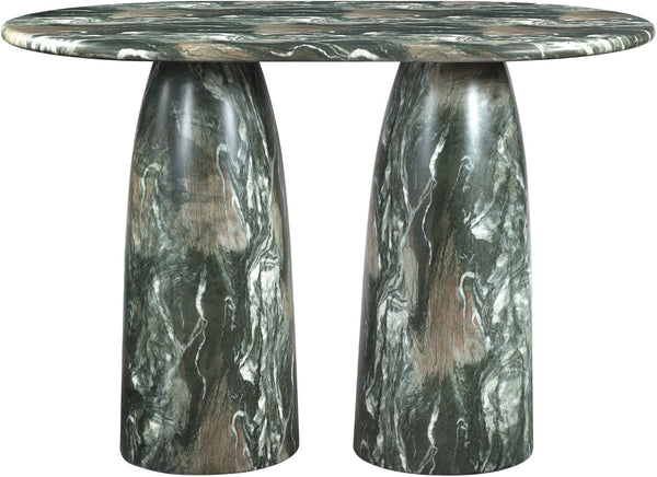 Meridian Furniture Cosenza Art Deco Concrete Counter Height Table with Marble Finish for Indoor Outdoor Dining Green 787Green-T60