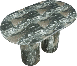 Meridian Furniture Cosenza Art Deco Concrete Counter Height Table with Marble Finish for Indoor Outdoor Dining Green 787Green-T60