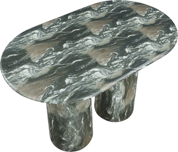 Meridian Furniture Cosenza Art Deco Concrete Counter Height Table with Marble Finish for Indoor Outdoor Dining Green 787Green-T60