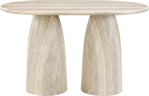 Meridian Furniture Cosenza Art Deco Concrete Counter Height Table with Marble Finish for Indoor Outdoor Dining Travertine 787Travertine-T60