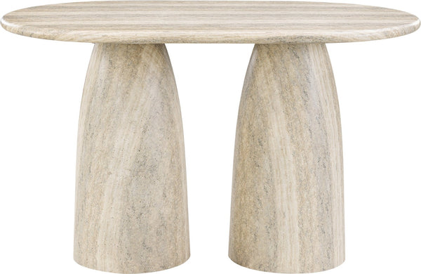 Meridian Furniture Cosenza Art Deco Concrete Counter Height Table with Marble Finish for Indoor Outdoor Dining Travertine 787Travertine-T60