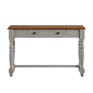 Vance Solid Rubberwood Writing Desk with Drawer Usb Port and Turned Legs Home Office