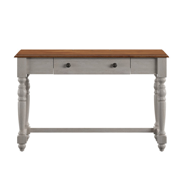Vance Solid Rubberwood Writing Desk with Drawer Usb Port and Turned Legs Home Office