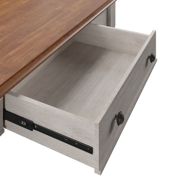 Vance Solid Rubberwood Writing Desk with Drawer Usb Port and Turned Legs Home Office