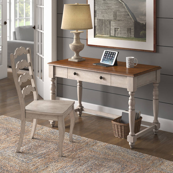 Vance Solid Rubberwood Writing Desk with Drawer Usb Port and Turned Legs Home Office