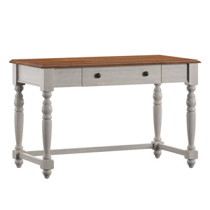 Vance Solid Rubberwood Writing Desk with Drawer Usb Port and Turned Legs Home Office