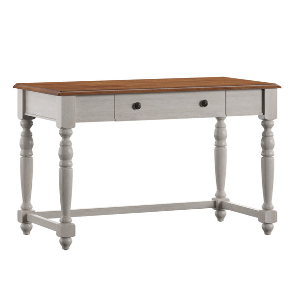 Vance Solid Rubberwood Writing Desk with Drawer Usb Port and Turned Legs Home Office