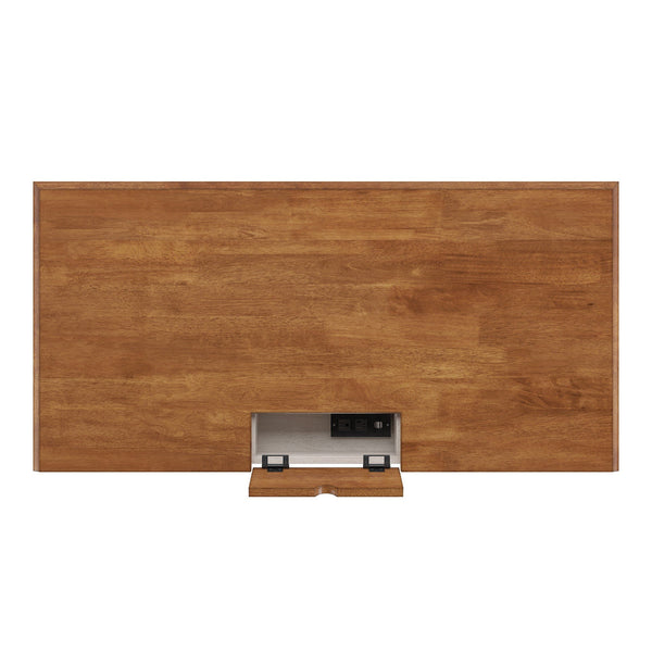 Vance Solid Rubberwood Writing Desk with Drawer Usb Port and Turned Legs Home Office