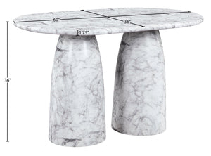 Meridian Furniture Cosenza Art Deco Concrete Counter Height Table with Marble Finish for Indoor Outdoor Dining White 787White-T60