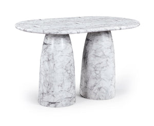 Meridian Furniture Cosenza Art Deco Concrete Counter Height Table with Marble Finish for Indoor Outdoor Dining White 787White-T60
