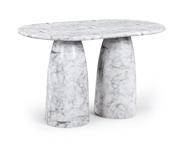 Meridian Furniture Cosenza Art Deco Concrete Counter Height Table with Marble Finish for Indoor Outdoor Dining White 787White-T60