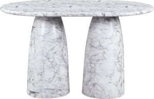 Meridian Furniture Cosenza Art Deco Concrete Counter Height Table with Marble Finish for Indoor Outdoor Dining White 787White-T60