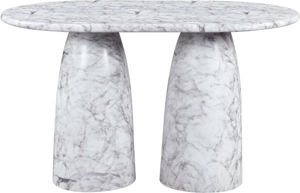 Meridian Furniture Cosenza Art Deco Concrete Counter Height Table with Marble Finish for Indoor Outdoor Dining White 787White-T60