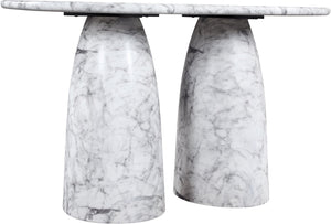 Meridian Furniture Cosenza Art Deco Concrete Counter Height Table with Marble Finish for Indoor Outdoor Dining White 787White-T60