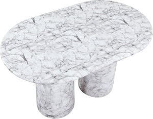 Meridian Furniture Cosenza Art Deco Concrete Counter Height Table with Marble Finish for Indoor Outdoor Dining White 787White-T60