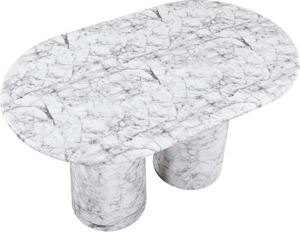 Meridian Furniture Cosenza Art Deco Concrete Counter Height Table with Marble Finish for Indoor Outdoor Dining White 787White-T60