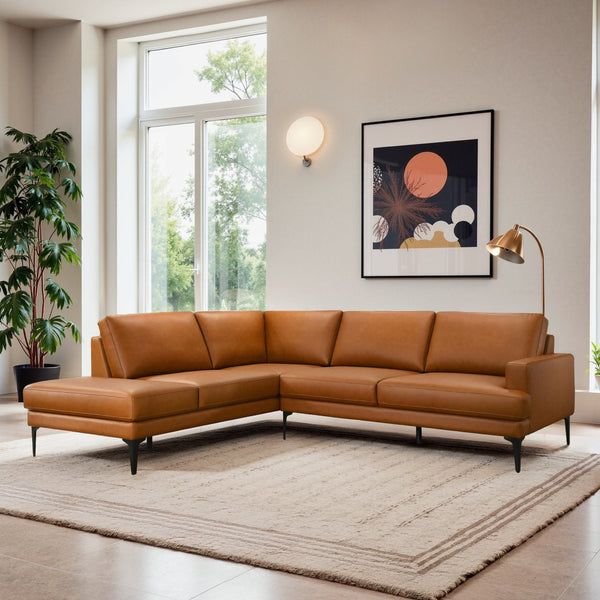 English Elm Bristol Vegan Leather Sectional Sofa Mid-century Modern Left Chaise Living Room B183S00209