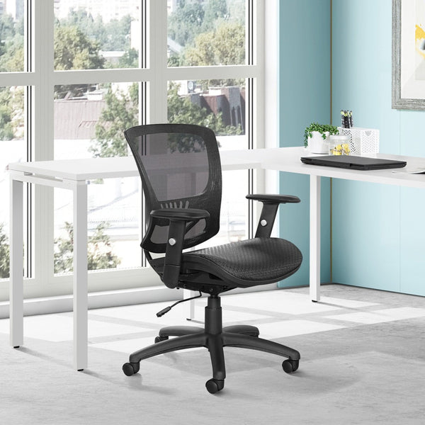 OSP Home Furnishings Mesh Back Ergonomic Office Chair with Lumbar Support Breathable Seat and Padded Arms Nylon EM98910-3
