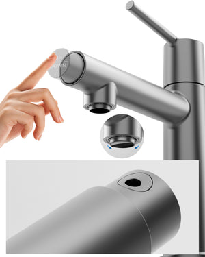 English Elm Gun Gray Single Handle Bathroom Faucet - Modern Design With Dual Flow Modes For Versatile Use T3177P289658