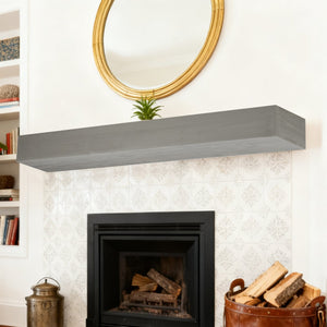 English Elm 48'' Solid Fir Wood Floating Mantel Shelf Farmhouse Style for Living Room Walls Grey W2640P386615