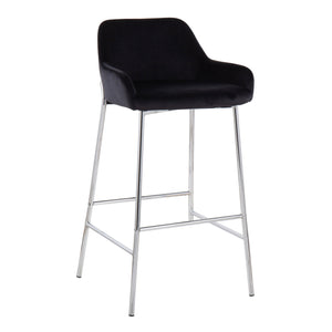 English Elm Daniella Set Of 2 Contemporary Bar Stools In Chrome And Black Velvet For Stylish Home Interiors B202S00545