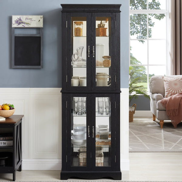 English Elm Lighted Curio Display Cabinet - Elegant Glass Storage With Ambient Lighting For Wine, Toys & More W2275P292640