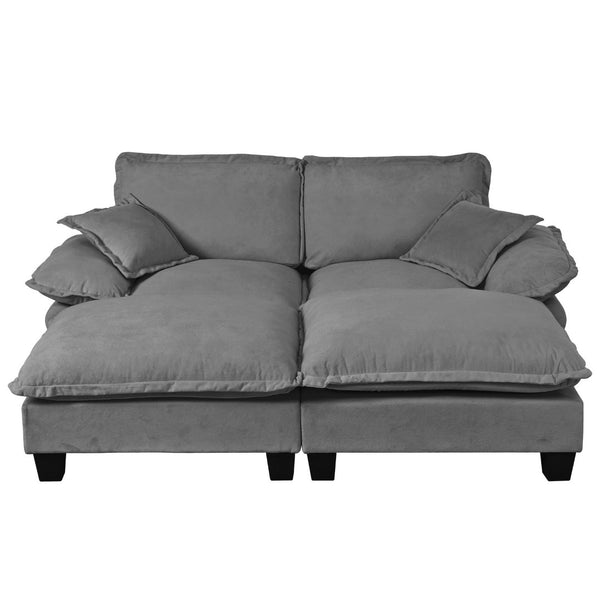 English Elm Modular Cloud Sectional Sofa Chenille Upholstered with Ottoman for Apartment Living Grey W3163S00116