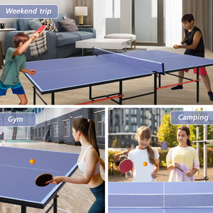 English Elm Double Fish Regulation 9 Foot Mdf Folding Table Tennis with Paddles Balls and Net W3087P250963