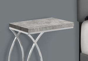 English Elm Accent C-Shaped Side Table with Glossy Laminate Top and Chrome Frame — Versatile Snack & End Surface Grey 26 L x 13 W x 6 H B2710P219215