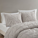 INK+IVY Masie Transitional 3 Piece Elastic Embroidered Cotton Comforter Set II10-1045 Gray