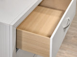 English Elm Stout Contemporary 2-Drawer Metal Bar Pulls Wood Nightstand, Off-White