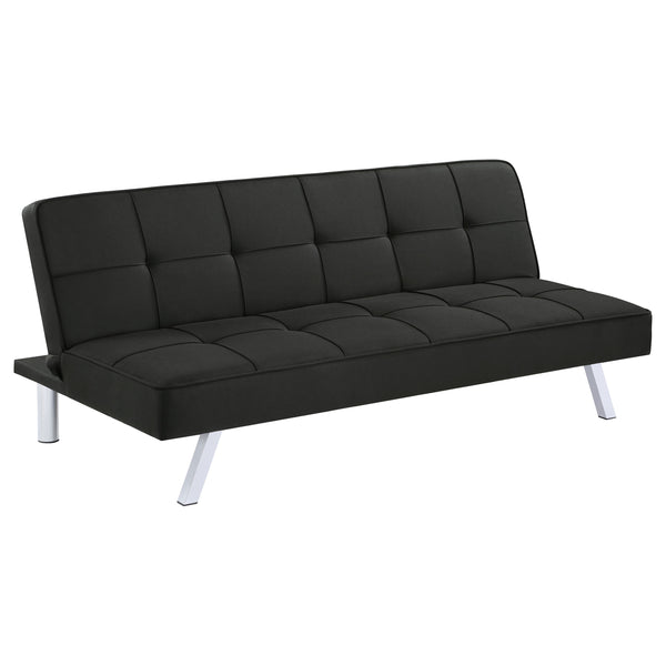 English Elm Joel Black Tufted Convertible Sofa Bed with Plush Upholstery, Metal Legs, Modern Durable Comfort B062P344955